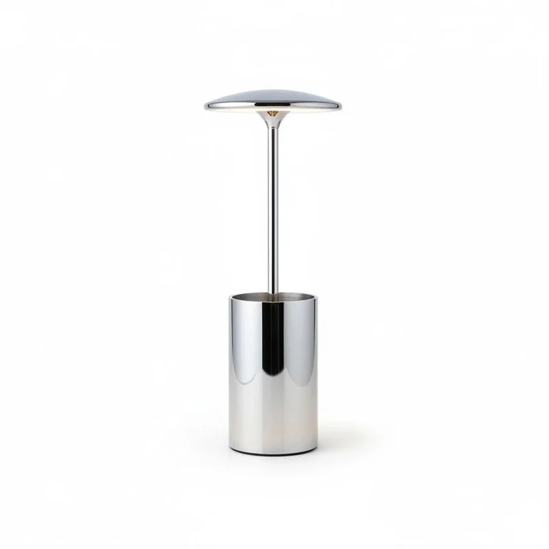 LED Schreibtischlampe Pott Chrom – leuchtender Stiftehalter & Organizer – Sompex