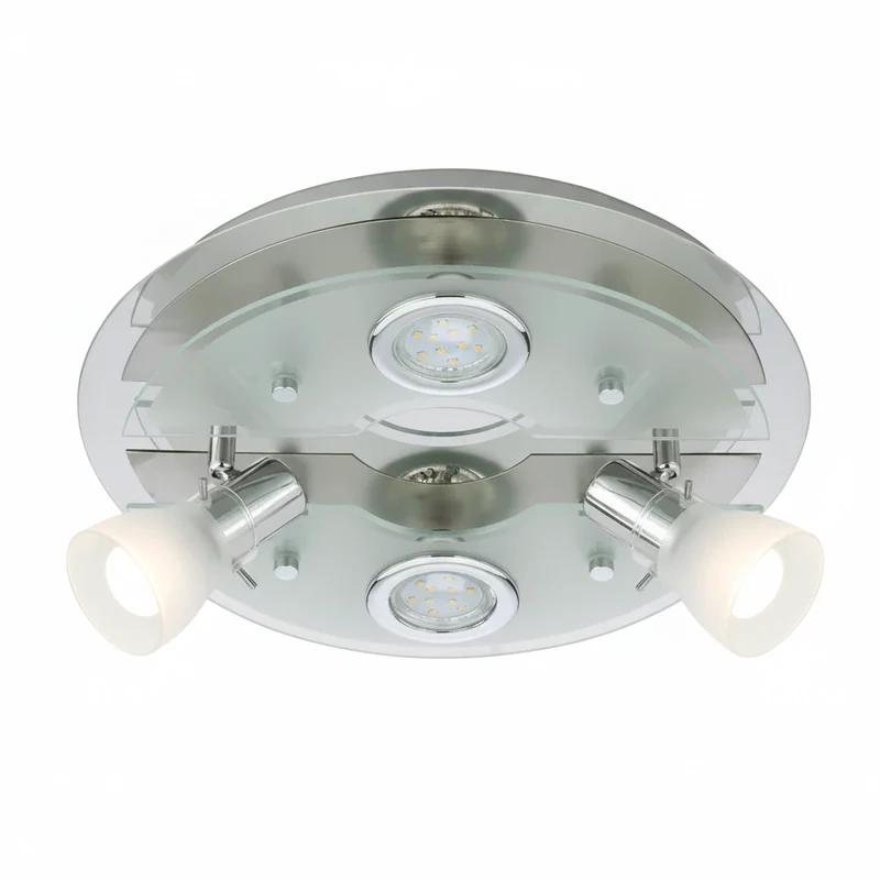 LED Deckenleuchte 4flg VASO mit 2 Strahlern rund schwenkbar