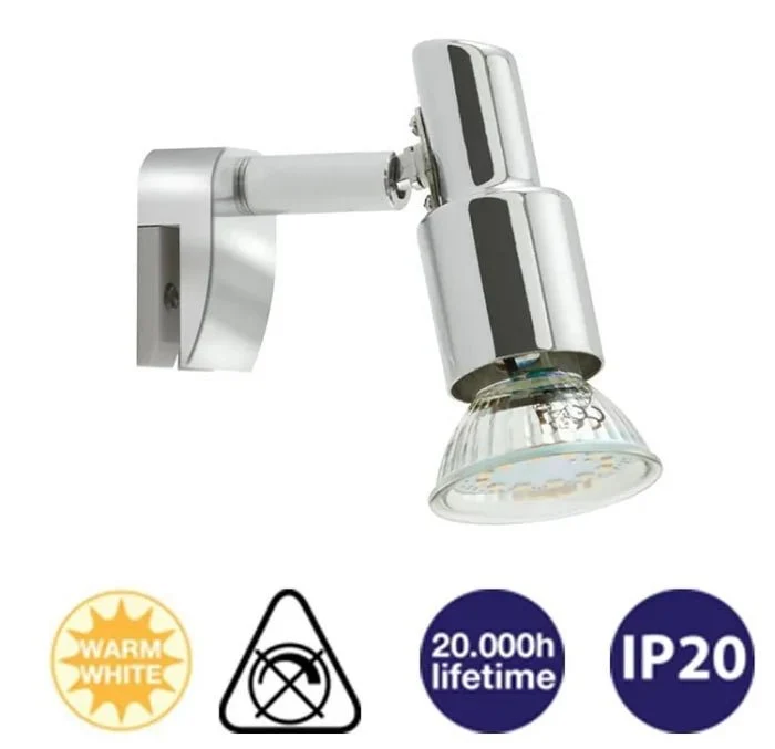 Bad-Spiegelleuchte zum Klemmen Chrom – schwenkbar – inkl. GU10 LED – SPLASH Spiegel-Klemmleuchte