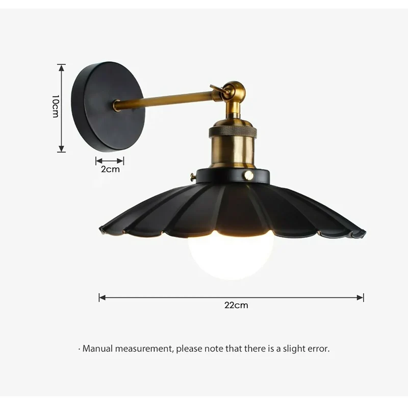 Vintage Wandleuchte Schwarz Industrial E27 Wandlampe~3414