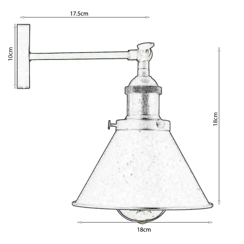 Vintage Wandleuchte Schwarz Industrial E27 Wandlampe~3414