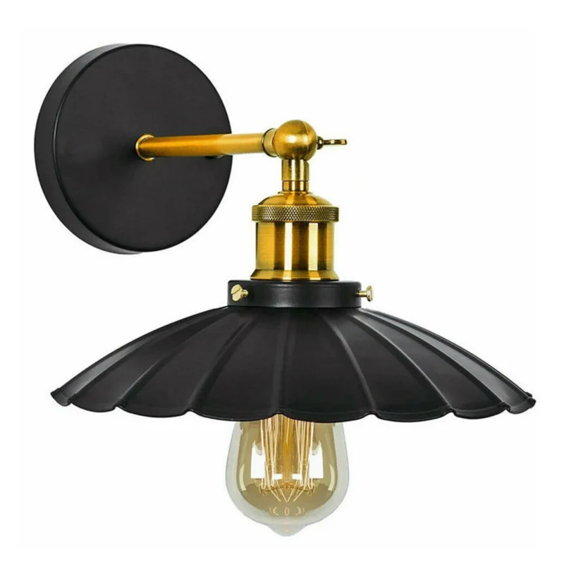 Vintage Wandleuchte Schwarz Industrial E27 Wandlampe~3414