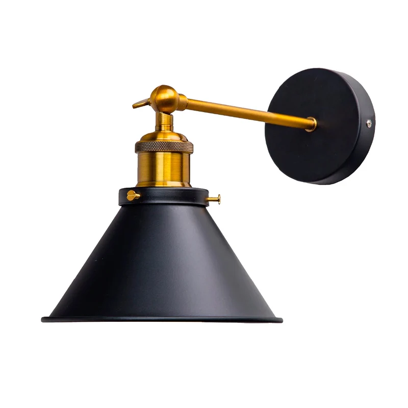 Vintage Wandleuchte Schwarz Industrial E27 Wandlampe~3414