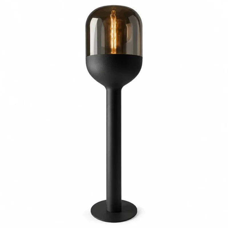 Sompex DOME Stehlampe Schwarz Gold mit Amber-Glas 120 cm