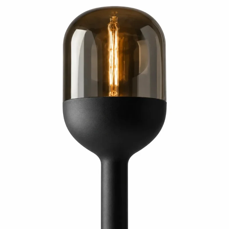 Sompex DOME Stehlampe Schwarz Gold mit Amber-Glas 120 cm