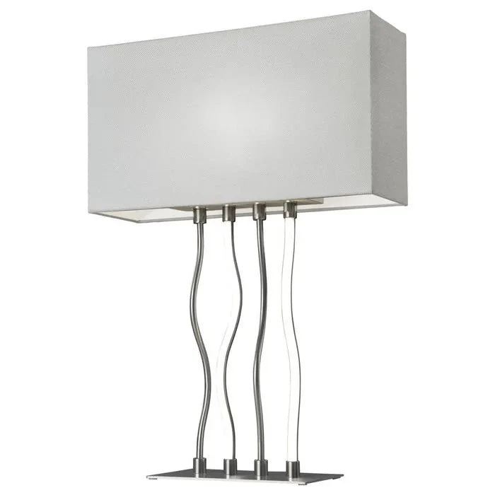 Sompex VIPER Design-Tischlampe – beleuchteter LED-Fuß, eckiger Stoffschirm, Silber matt