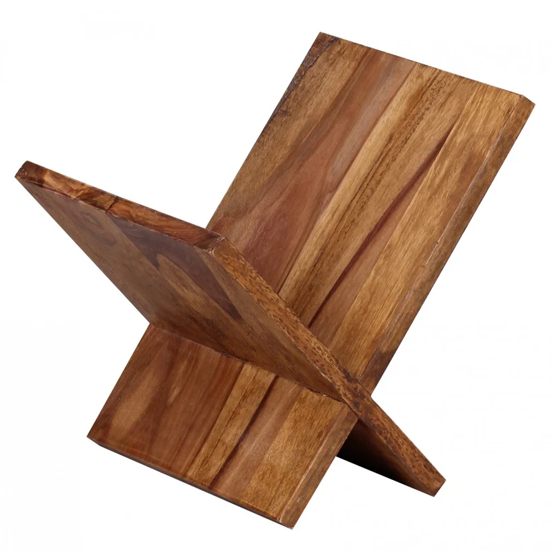 Zeitungsständer MUMBAI Sheesham Massivholz X-Form Landhaus 31cm