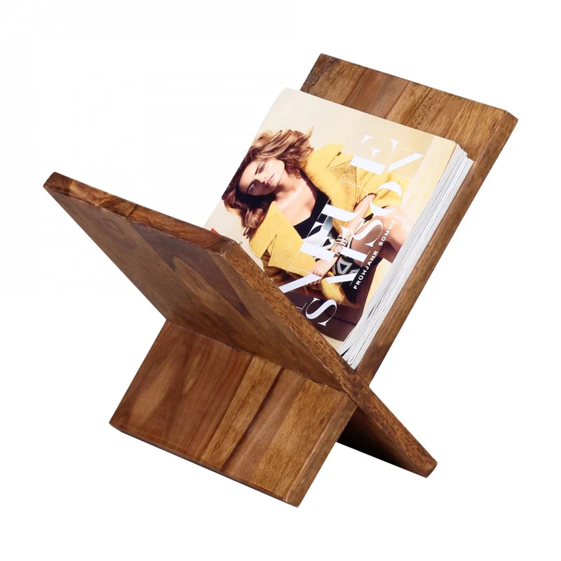 Zeitungsständer MUMBAI Sheesham Massivholz X-Form Landhaus 31cm