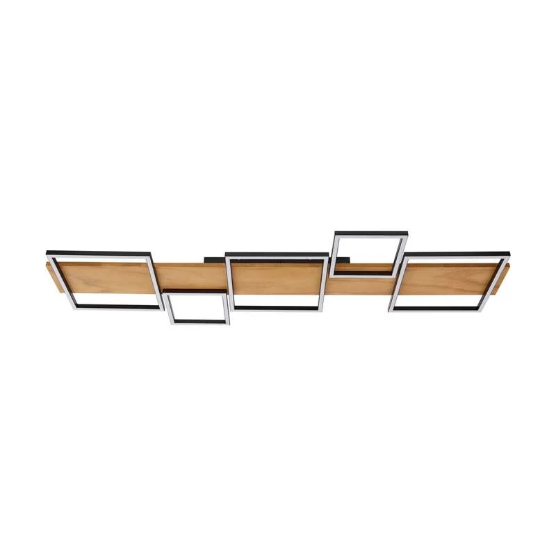 B-Ware Lindby Deckenlampe Deckenleuchte Galad LED Lampe dimmbar Holz schwarz 140cm