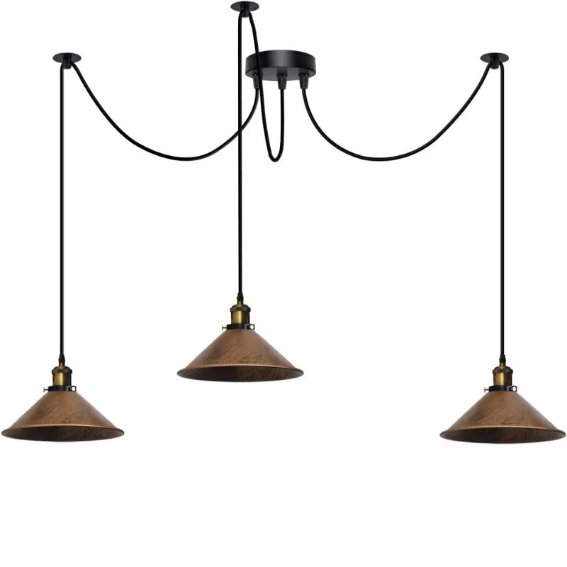 Vintage 3-armiger Kronleuchter, verstellbare Spinnenlichter ~3359