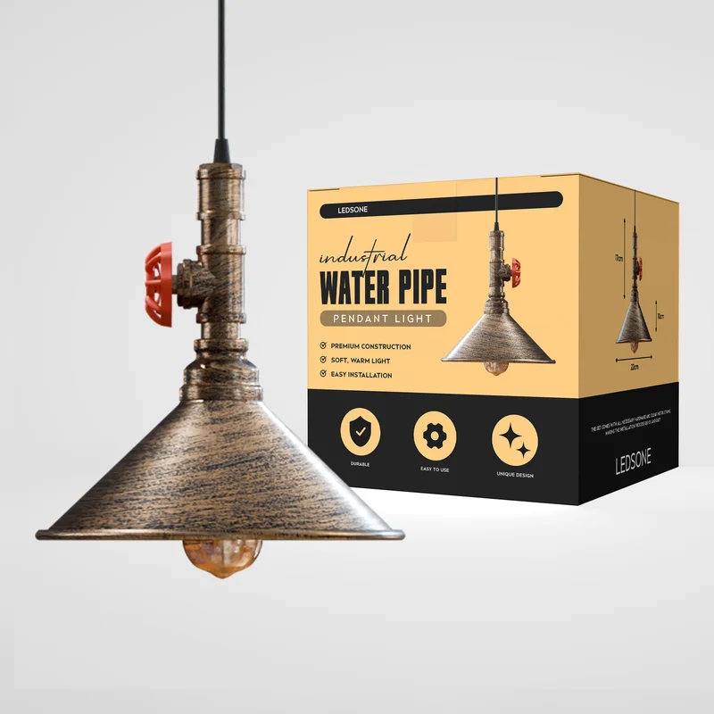 Ledsone Wasserrohr Lampe Industrial Pendelleuchte | Metallrohr Deckenlampe ~ 3349