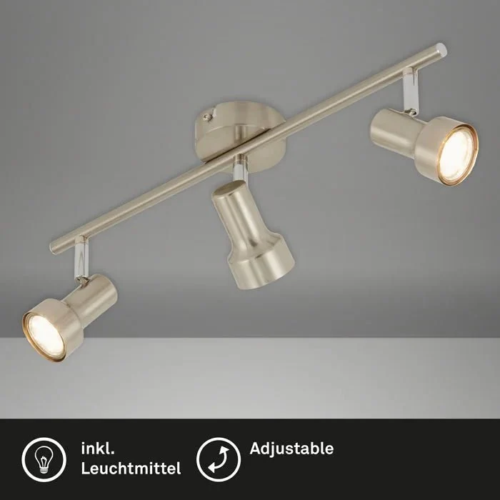 Briloner SUB LED Deckenstrahler 3-flammig – schwenk- & drehbar, GU10, matt-nickel, warmweiß
