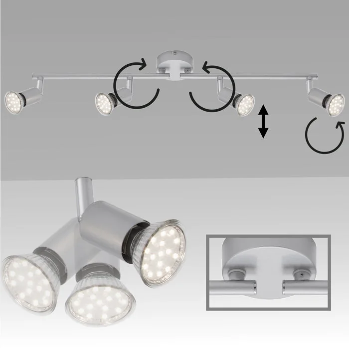 Briloner PICCO LED Deckenspot 4-flammig titanfarbig – schwenk- & drehbar, GU10, warmweiß