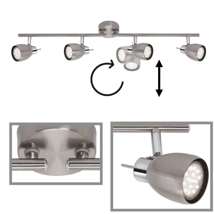 LED Spotleiste TWO 4-flammig nickel-matt – schwenkbar, inkl. GU10 LED 3W, warmweiß
