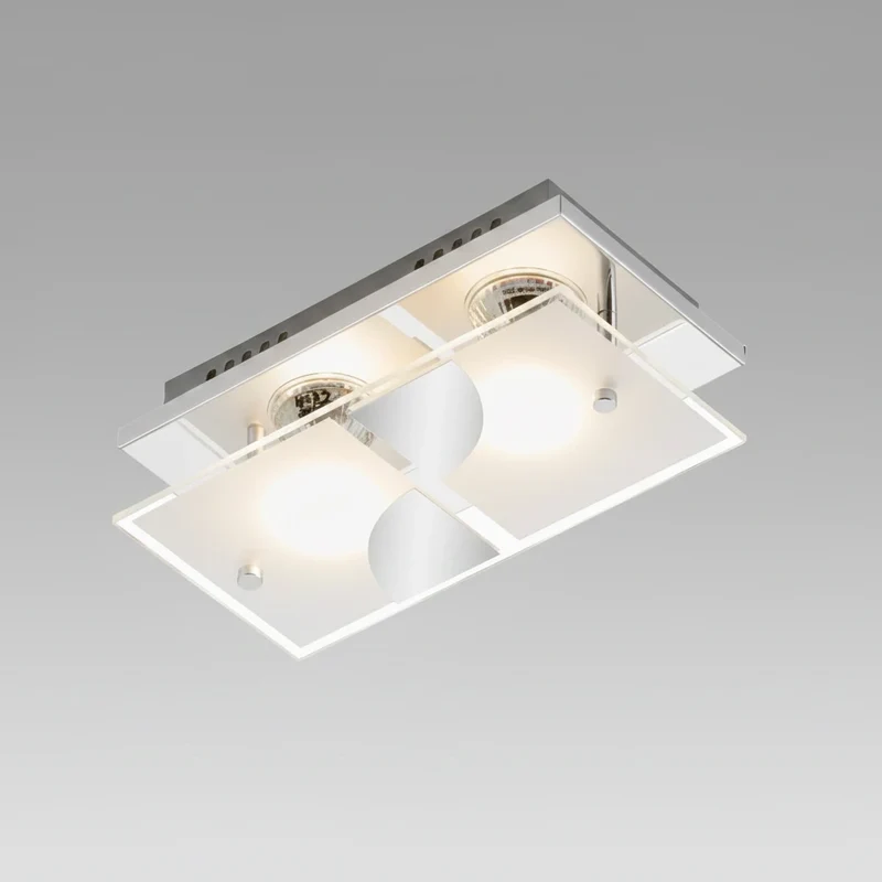 Rechteckige LED Deckenlampe Wandlampe aus Glas 2x GU10