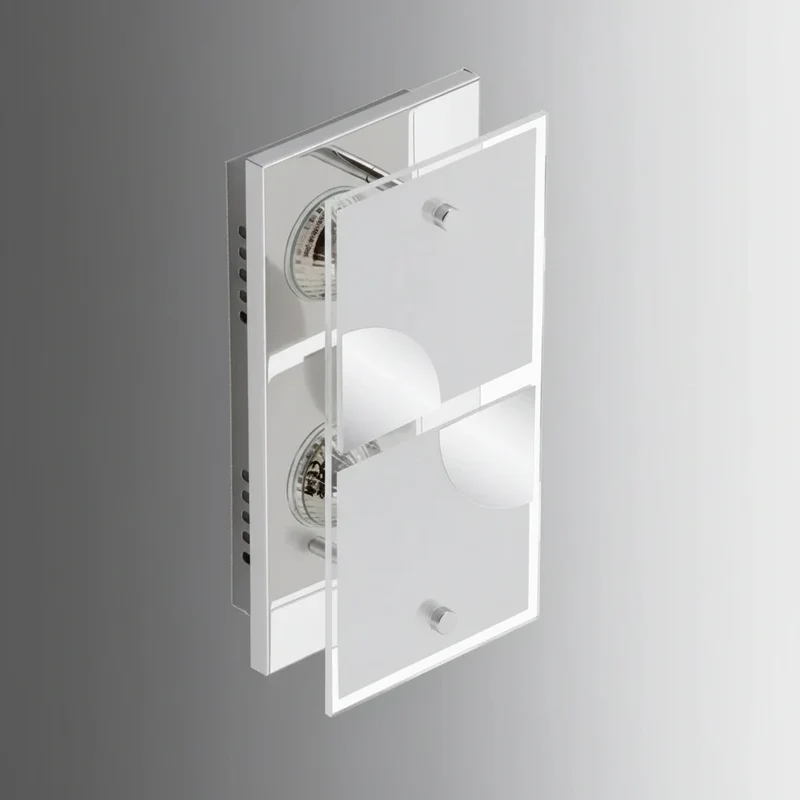Rechteckige LED Deckenlampe Wandlampe aus Glas 2x GU10