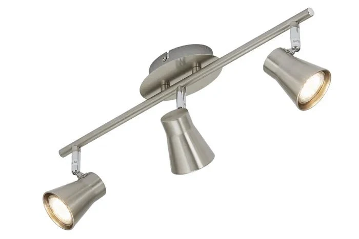 LED Deckenstrahler FOUR 3-flammig nickel-matt – schwenkbar, inkl. GU10 LED 3W, warmweiß