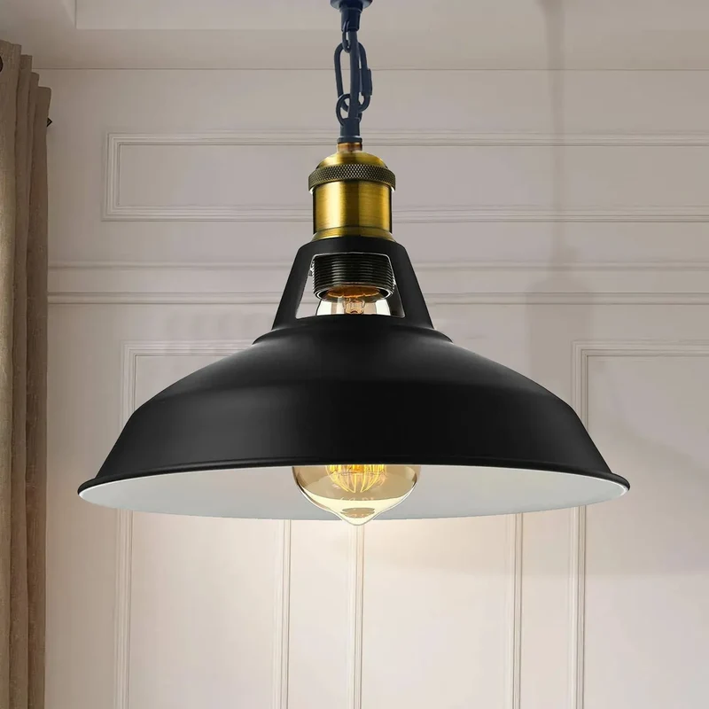 Moderne Schwarz Hanfseil-Pendelleuchte~3410