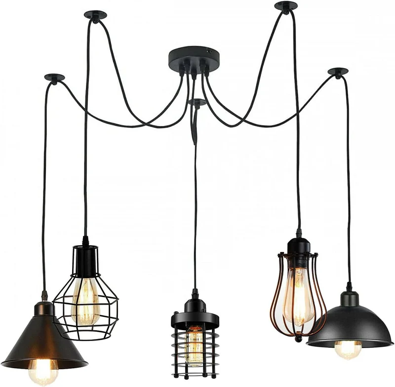 LEDSone Lampada Sospensione Spider 5 Vie Industriale Diamante ~3406