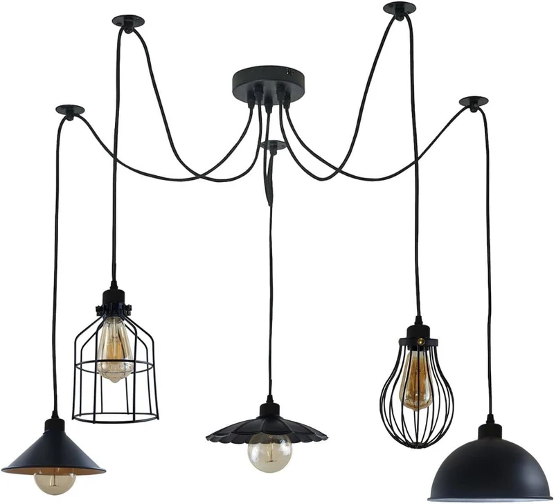LEDSone Lampada Sospensione Spider 5 Vie Industriale Diamante ~3406