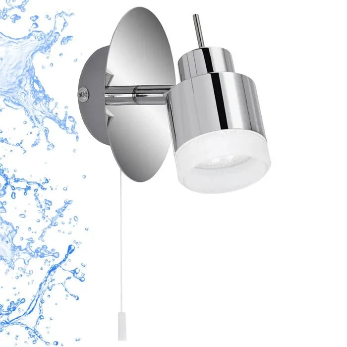 Briloner SPLASH LED Bad-Wandstrahler Chrom mit Zugschalter – IP44, 3000 K