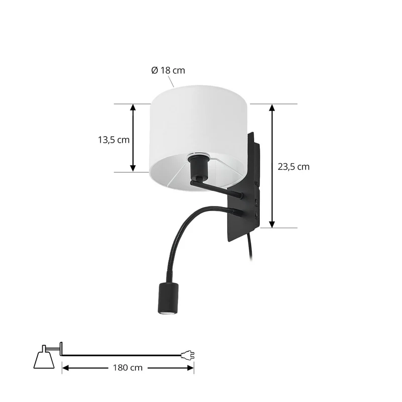 B-Ware Lindby Wandleuchte Leselampe LED Florens schwarz 235 cm Leuchte Spot Lampe