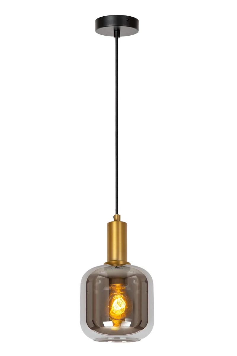 Pendelleuchte Joanet mit Schirm aus Glas Ø 16cm Rauchgrau