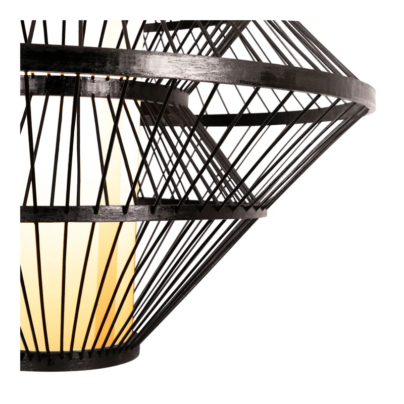 Pendelleuchte Pasquino mit Holzfurnierschirm Ø 60cm Schwarz