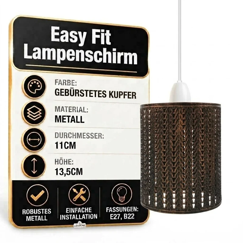 Vintage Lampenschirm Ersatzschirm – Zylinder Vintage Wählbar | E27 , B22 ~3165