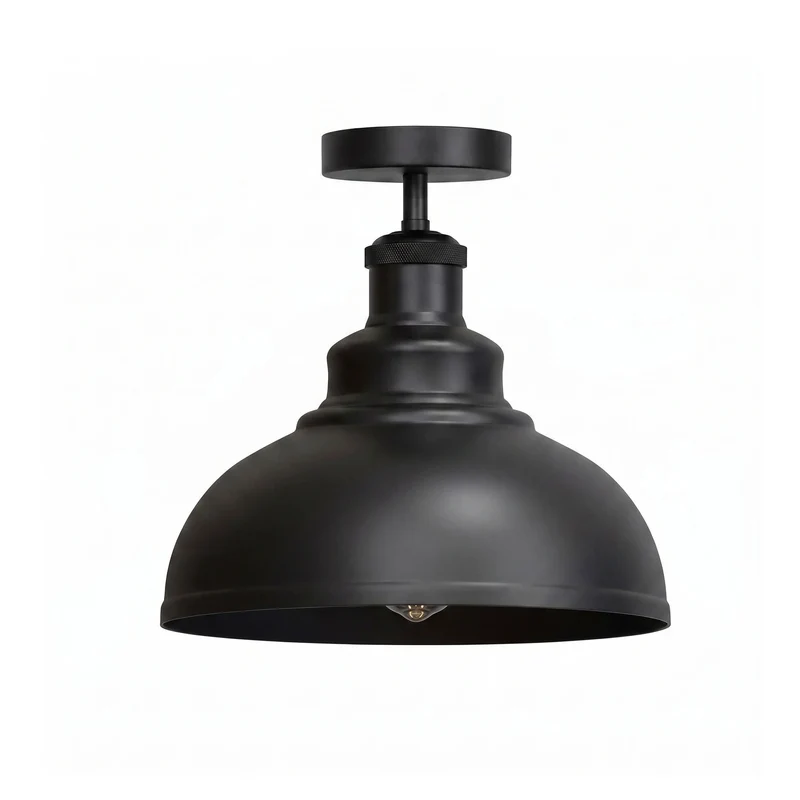 Retro Deckenlampe Schwarz Metall – Vintage E27 Hängelampe ~3156