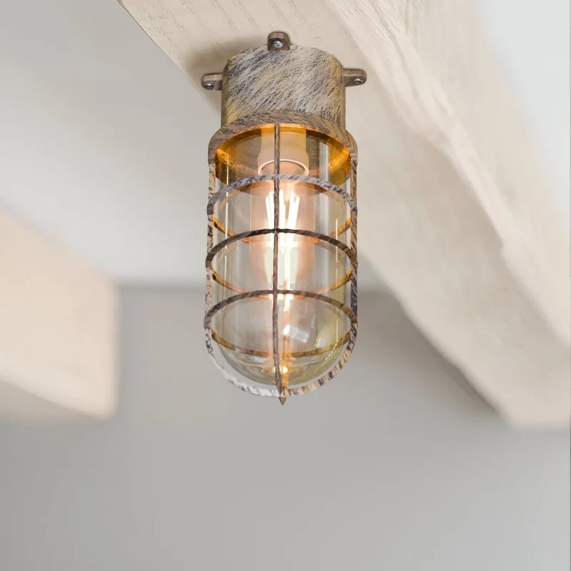 Retro Oval Schott Käfig Wand Deckenhalterung Einbau Leuchte ~3223