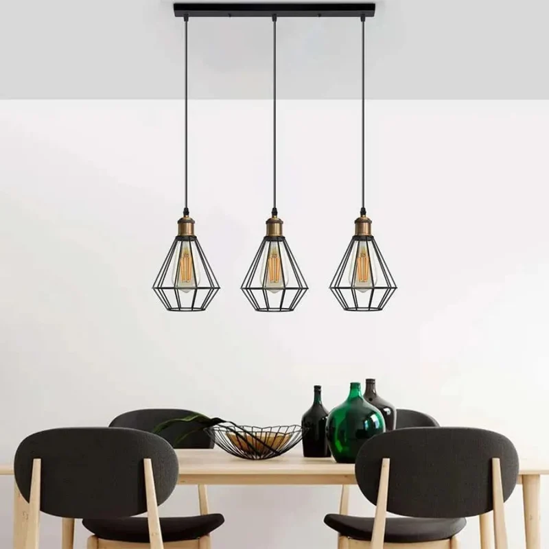 Industrielle 3-flammige Pendelleuchte für die Küche~3344