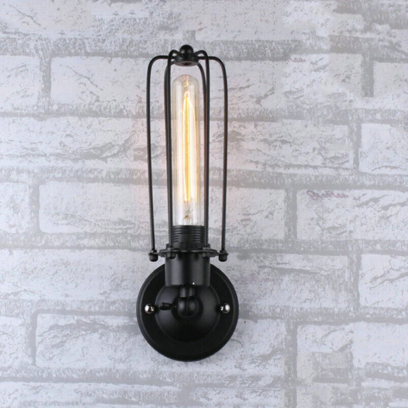 Wandleuchte innen Industrie Käfig E27 dimmbar Metall~3147