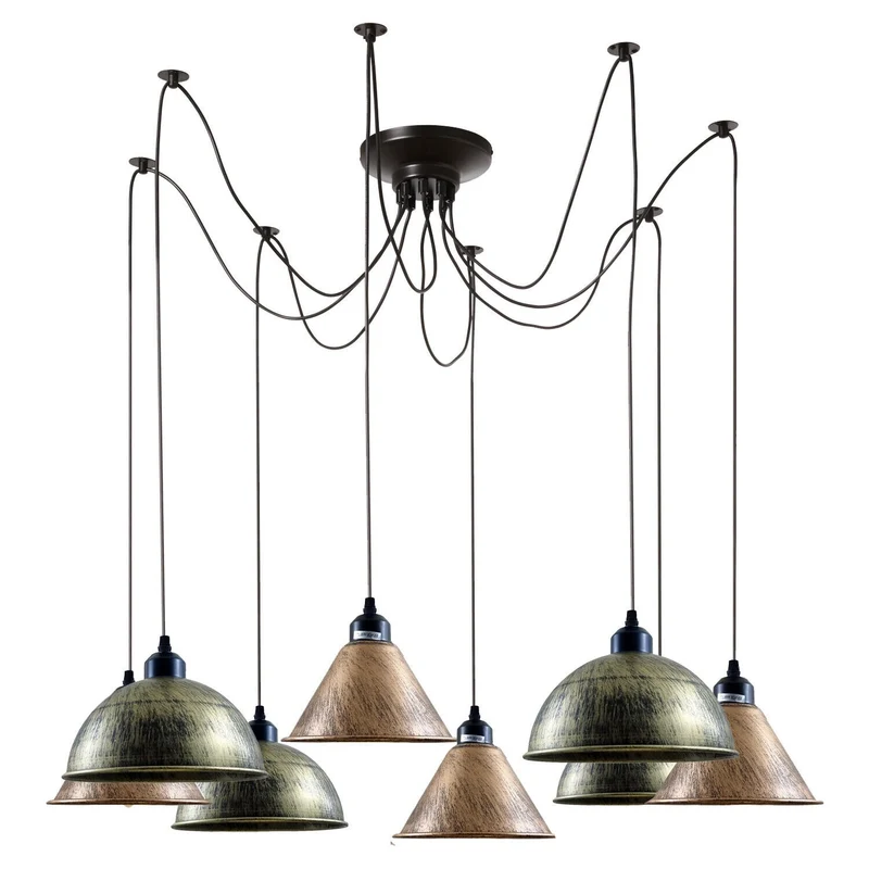 8-fach Vintage Spider Pendelleuchte Decken Leuchte Schirm Industrial Kronleuchter Retro Lampe~3341