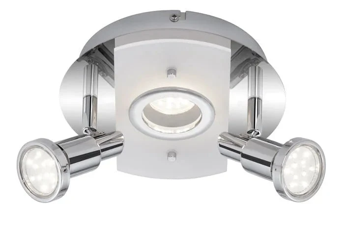 LED Deckenrondell 3-flammig Chrom – verstellbare Spots, warmweiß, inkl. GU10 & LED-Platine