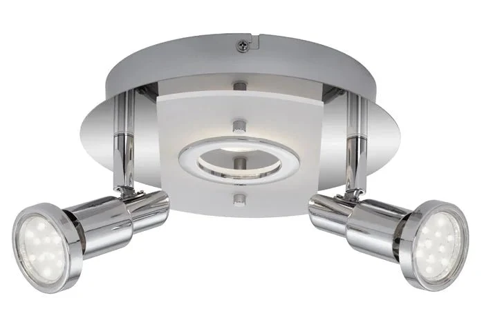 LED Deckenrondell 3-flammig Chrom – verstellbare Spots, warmweiß, inkl. GU10 & LED-Platine