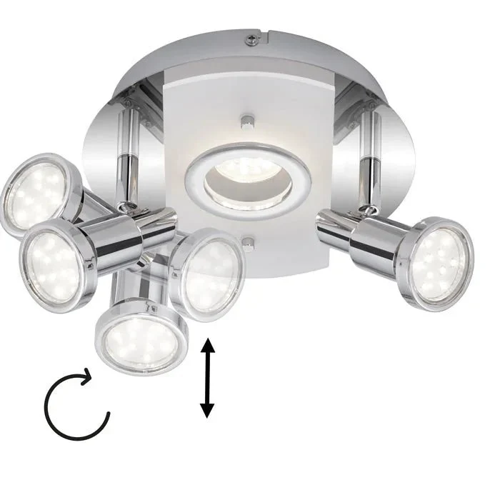 LED Deckenrondell 3-flammig Chrom – verstellbare Spots, warmweiß, inkl. GU10 & LED-Platine