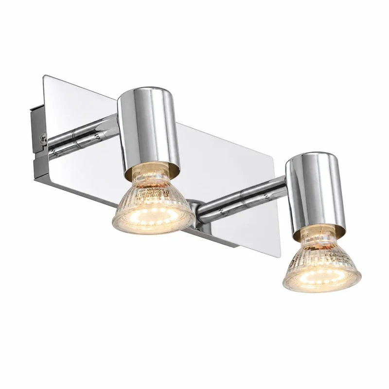 LED Spiegellampe Chrom 22 cm – 2-flammige Bad Wandleuchte SPLASH mit GU10 LED – IP23