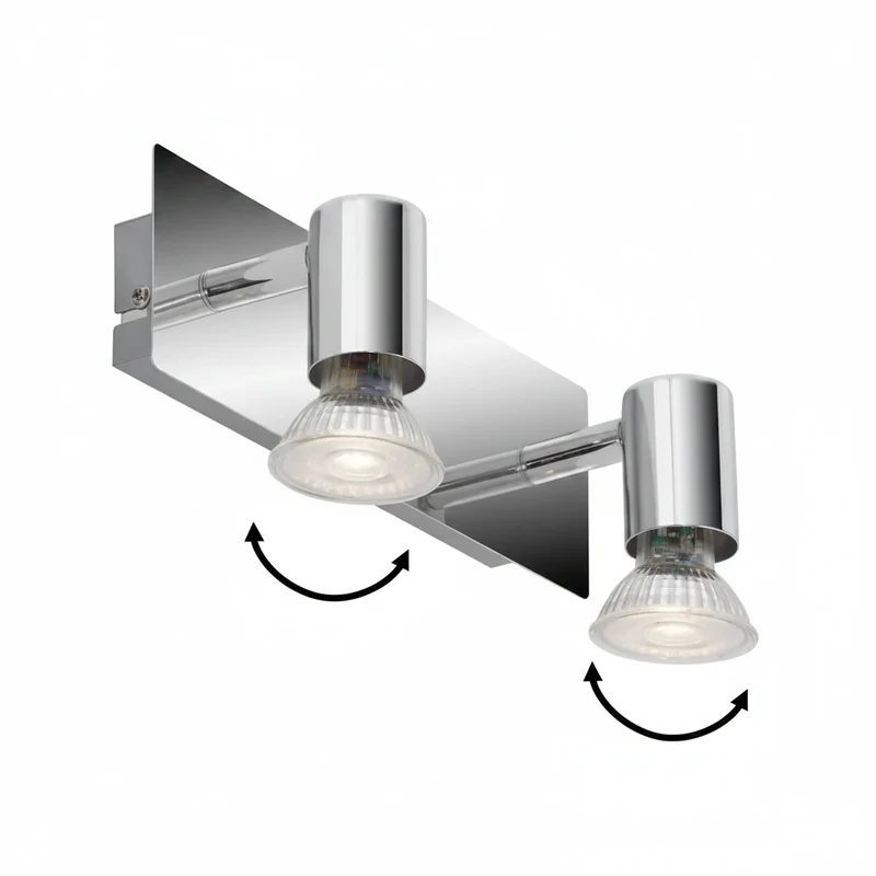 LED Spiegellampe Chrom 22 cm – 2-flammige Bad Wandleuchte SPLASH mit GU10 LED – IP23