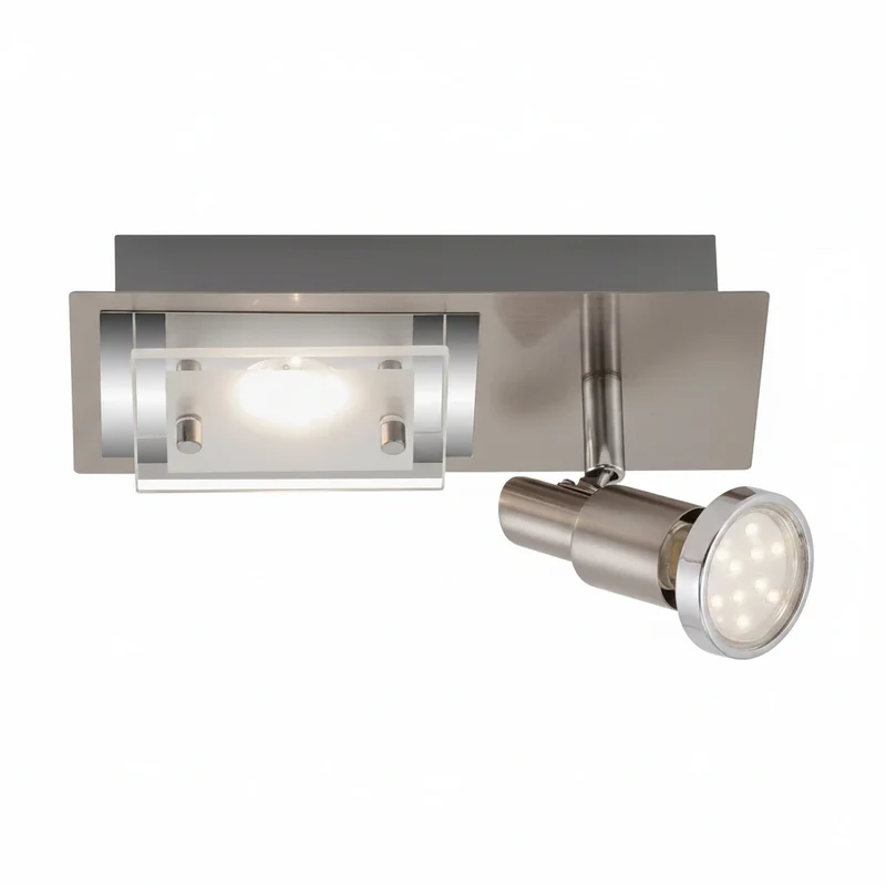 LED Wand- & Deckenleuchte COMBINATA 2-flammig – GU10 schwenkbar + LED-Modul, matt-nickel