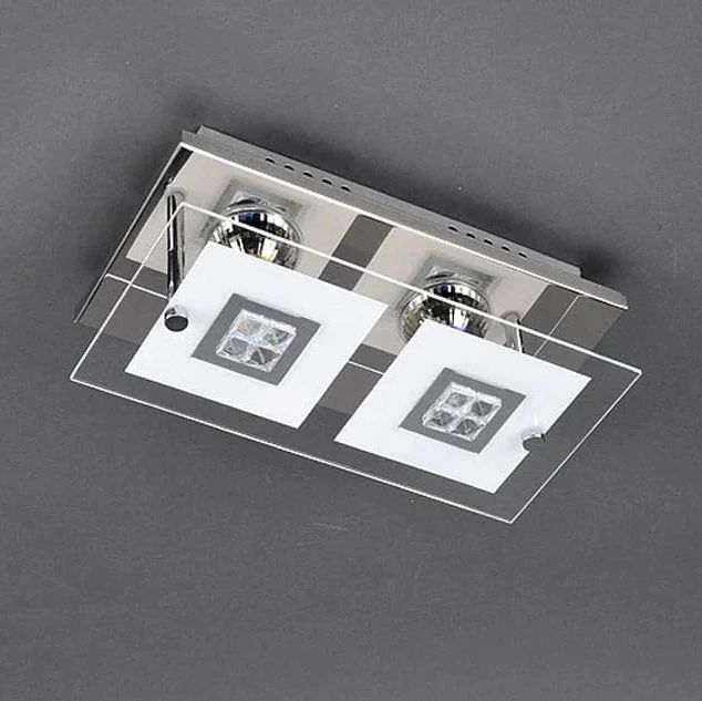 LED Wand- & Deckenleuchte TELL mit Glas Chrom glänzend 2flg rechteckig