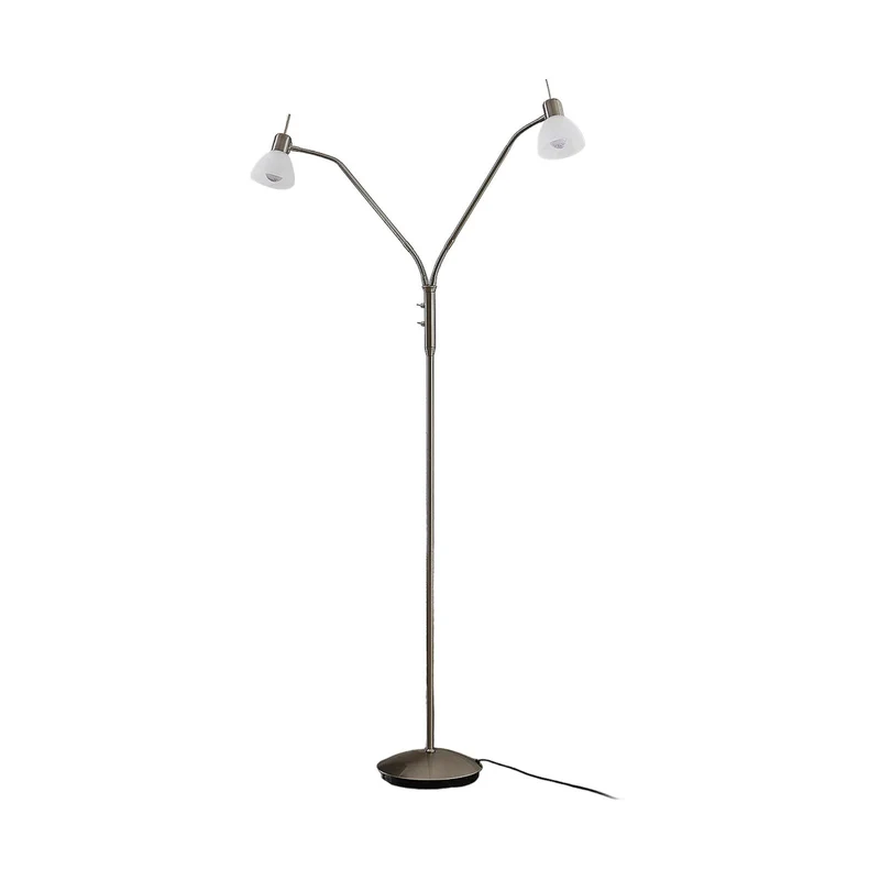 B-Ware Lindby Stehlampe Gwendolin LED Lampe Leuchte höhenverstellbar alabaster nickel