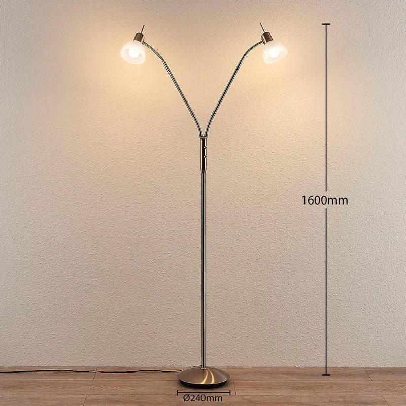 B-Ware Lindby Stehlampe Gwendolin LED Lampe Leuchte höhenverstellbar alabaster nickel
