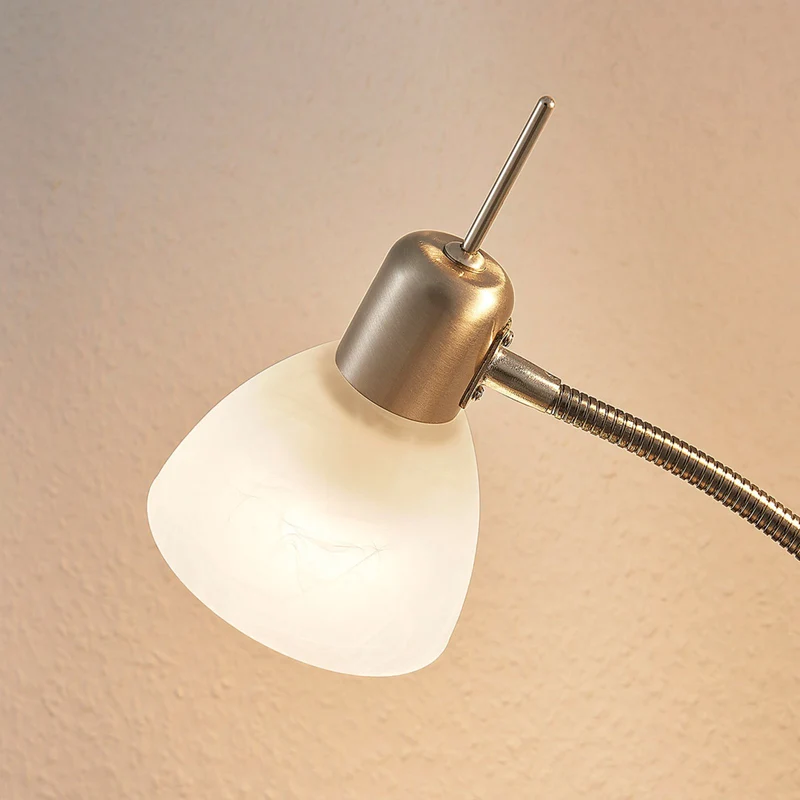 B-Ware Lindby Stehlampe Gwendolin LED Lampe Leuchte höhenverstellbar alabaster nickel