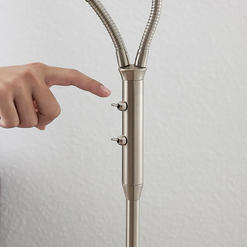 B-Ware Lindby Stehlampe Gwendolin LED Lampe Leuchte höhenverstellbar alabaster nickel
