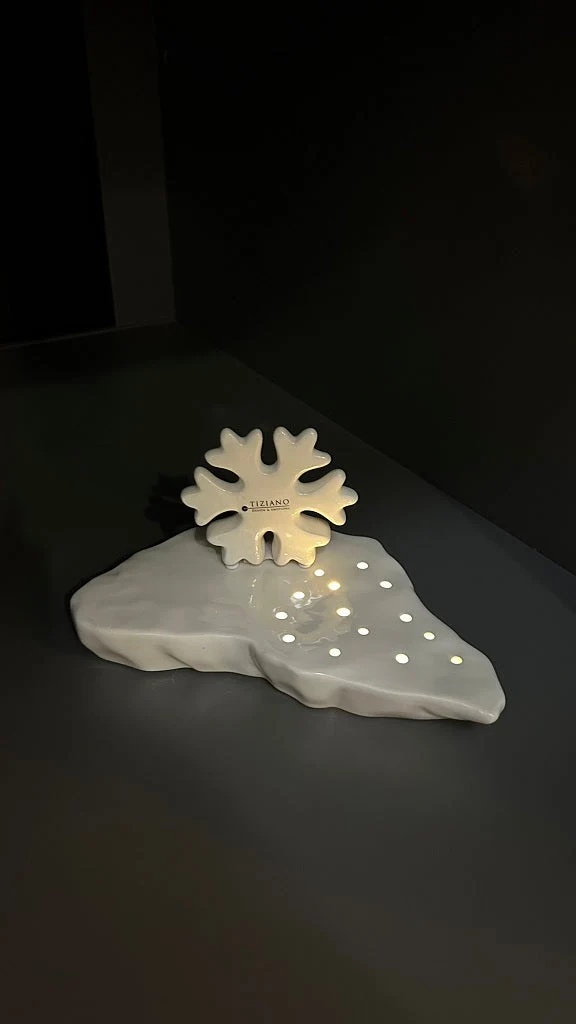 Deko Eisscholle Midas LED 24cm creme-weiß