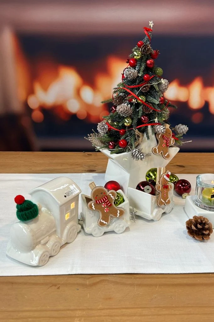 Dekoset Zug Lukas LED 3-teilig mit Lebkuchenmännchen