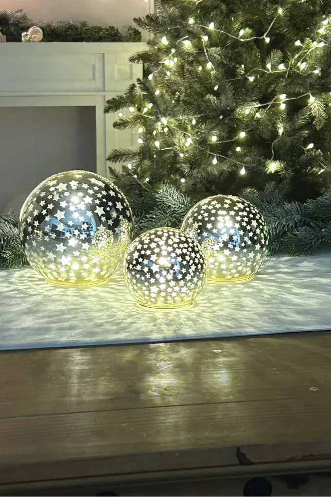 3er Set LED Glaskugel Lumina gold