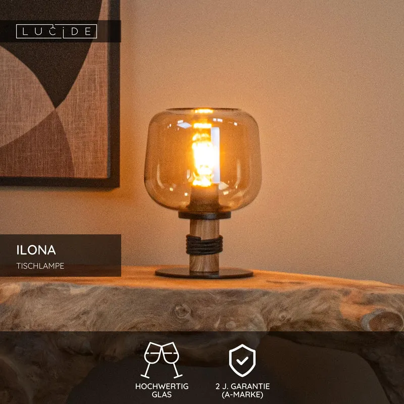 Tischleuchte Ilona Amber mit Glasschirm Ø18cm