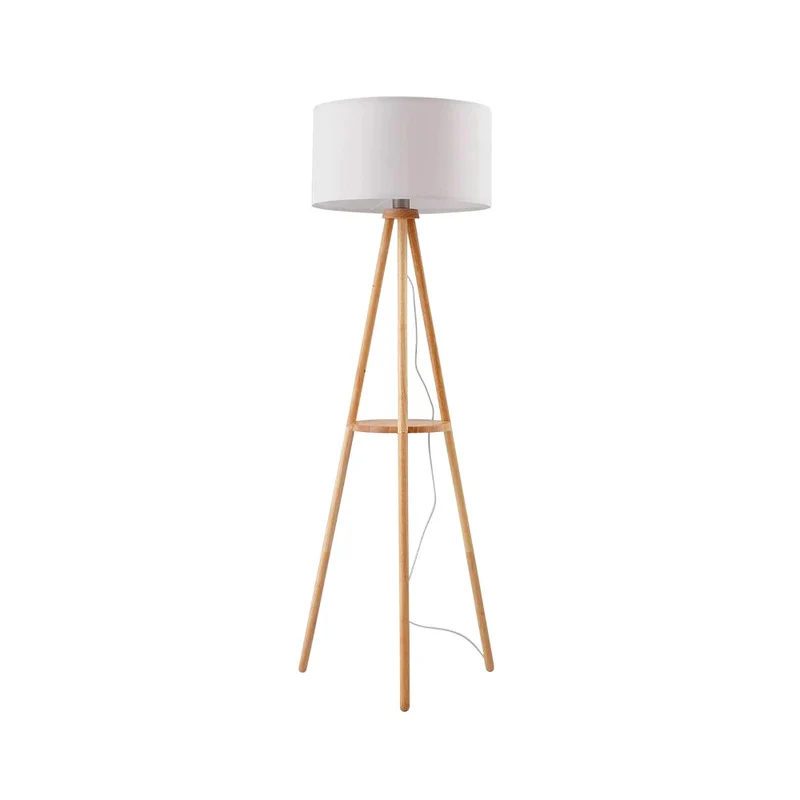 B-Ware Lindby Stehleuchte Adamio LED Stehlampe Lampe Leuchte weiß Holz Ø45,5cm 147cm